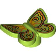 Деталь LEGO Insect, Butterfly with Yellow, Orange, Black Decorations print, Лайм