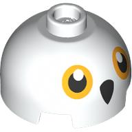 Деталь LEGO Brick Round 2 x 2 Dome Top with Bright Light Orange Eyes, Black Beak print (Hedwig), Белый
