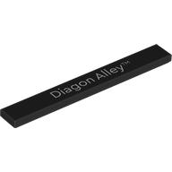 Деталь LEGO Tile 1 x 8 with White 'Diagon Alley' print, Черный