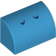 Деталь LEGO Brick Curved 1 x 2 x 1 No Studs with Dark Blue Lines (Yoshi Nostrils) Print, Темно-лазурный