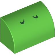 Деталь LEGO Brick Curved 1 x 2 x 1 No Studs with Dark Green Lines (Yoshi Nostrils) Print, Ярко-зеленый