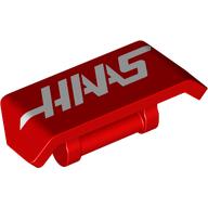 Деталь LEGO Spoiler 2 x 4 with Handle with White 'HAAS' print, Красный