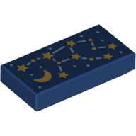 Tile 1 x 2 with Yellow Start, Constellation print