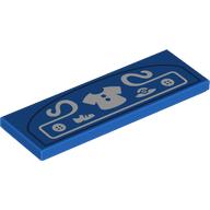 Деталь LEGO Tile 2 x 6 with White Sign, Shirt, Buttons, Hat, Shoe print, Голубой