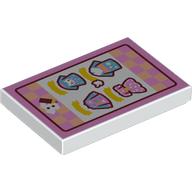 Деталь LEGO Tile 2 x 3 with Bright Pink Sign, Clothing print, Белый