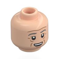 Деталь LEGO Minifig Head Bilbo Baggins, Light Bluish Grey Eyebrows, Wrinkles, Open Mouth Stare / Smirk, Raised Eyebrow, Светлый телесный