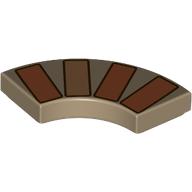 Деталь LEGO Tile 2 x 2 Curved, Macaroni with Nougat/Medium Nougat Bricks print, Темно-песочный