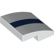 Деталь LEGO Slope Curved 2 x 2 x 2/3 with Dark Blue Stripe print, Белый
