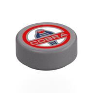 Деталь LEGO Tile Round 1 x 1 with Red Cobra Badge print, Матовый серебристый