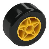 Деталь LEGO Wheel 30 x 20 with Black Tire Pattern, Желтый