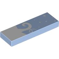 Tile 1 x 3 with White Rose Stalk, Stars print