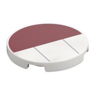 Tile Round 3 x 3 with  Dark Red Half, Dark Bluish Grey Lines print