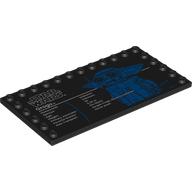 Plate Special 6 x 12 with Studs on 3 Edges with White 'STAR WARS GROGU', Stats print
