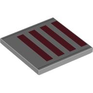 Tile 4 x 4 with Dark Red Rectangles, Dark Bluish Grey Lines print