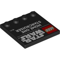 Plate Special 4 x 4 with Studs on One Edge with 'LEGO STAR WARS HOME ONE STARCRUISER' print