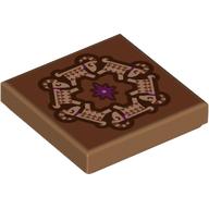 Деталь LEGO Tile 2 x 2 with Dark Purple Star, Tan Circling Goats print, Средне-темный телесный