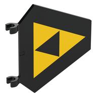 Деталь LEGO Flag 5 x 6 Hexagonal with U Clips with Yellow triangles (Blacktron Symbol) print, Черный