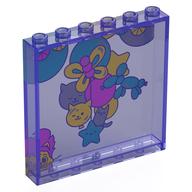 Деталь LEGO Panel 1 x 6 x 5 with Balloons, Kittens, Butterflies print, Прозрачный фиолетовый