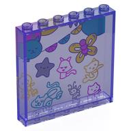 Деталь LEGO Panel 1 x 6 x 5 with Balloons, Kittens, Butterflies print, Прозрачный фиолетовый