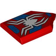 Деталь LEGO Tile Special 2 x 3 Pentagonal with White Spider on Blue/Back Background print, Красный