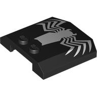 Деталь LEGO Slope Curved 4 x 4 x 2/3 Triple Curved with 2 Studs with White Spider Print, Черный