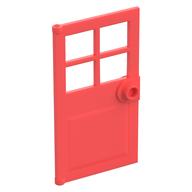Деталь LEGO Door 1 x 4 x 6 with 4 Panes and Stud Handle, Коралловый