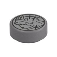 Деталь LEGO Tile Round 1 x 1 with Scratched Coin, Heads print, Матовый серебристый