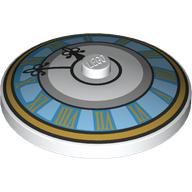 Dish 4 x 4 Inverted [Radar] with Clock, Medium Azure Face, Gold Borders, Number, Black Arms print
