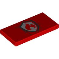 Деталь LEGO Tile 2 x 4 with Fire Fighter Shield, Flame on White Field print, Красный