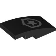 Деталь LEGO Slope Curved 4 x 2 No Studs with White Police Logo print, Черный