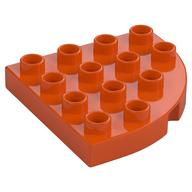 Деталь LEGO Пластина Duplo круглая угловая 4 x 4, Красно-оранжевый