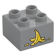 Деталь LEGO Duplo Brick 2 x 2 with Banana Peel print, Светлый сине-серый