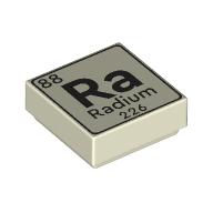 Деталь LEGO Tile 1 x 1 with Element Radium, '88 Ra Radium 226' print, Светящийся в темноте белый