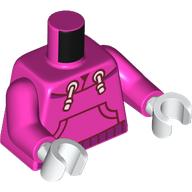 Деталь LEGO Torso, Hoodie, Pockets, Magenta Trim, White Laces print, Dark Pink Arms, White Hands, Темно-розовый