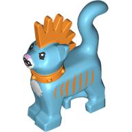 Animal, Cat, Standing with Bright Light Orange Spiky Mohawk and Collar, Bright Light Orange Stripes print