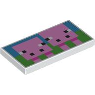 Деталь LEGO Tile 2 x 4 with Groove, Two Pixelated Pigs Print, Белый