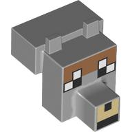 Деталь LEGO Animal Body Part, Head Blocky with Pixelated Face, Tan Nose, Nougat Forehead Print, Светлый сине-серый