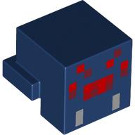 Деталь LEGO Minifig Head Special, Cube with Rear Ledge, Pixelated Red and Light Bluish Grey Face Print (Spider), Темно-синий