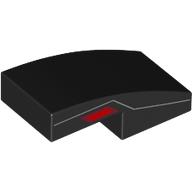 Деталь LEGO Slope Curved 2 x 1 No Studs [1/2 Bow] with Silver Line, Red Eye on Side print, Черный