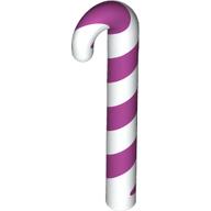 Деталь LEGO Candy Cane with Magenta Stripes Pattern, Белый