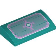 Деталь LEGO Slope Brick Curved 2 x 4 x 2/3 No Studs with Lavender Crystal, Border on Sand Green Wooden Boards print, Темно-бирюзовый