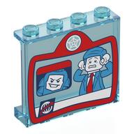 Деталь LEGO Panel 1 x 4 x 3 with Red Screes, Newscaster, Villain print, Прозрачный светло-голубой