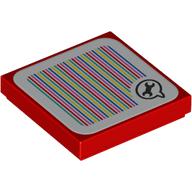 Деталь LEGO Tile 2 x 2 with Spanner in Speech Bubble and Barcode Print (Sticker), Красный