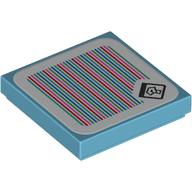 Деталь LEGO Tile 2 x 2 with Question Mark Box and Barcode Print (Sticker), Средне-лазурный