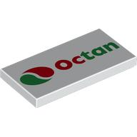 Деталь LEGO Tile 2 x 4 with OCTAN Logo print, Белый