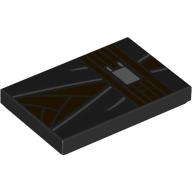 Деталь LEGO Tile 2 x 3 with Black Jedi Robe, Dark Brown Shirt, Belt print, Черный