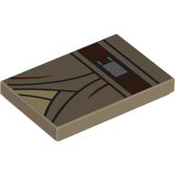 Деталь LEGO Tile 2 x 3 with Dark Tan Jedi robes, Tan Shirt, Dark Brown Belt print, Темно-песочный