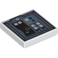 Деталь LEGO Tile 2 x 2 with Sand Blue Control Panel, White/Black/Blue Buttons print, Белый