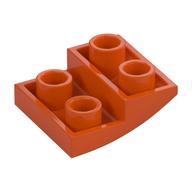 Деталь LEGO Скос изогнутый перевёрнутый 2 x 1, Красно-оранжевый