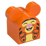 Деталь LEGO Duplo Brick 2 x 2 x 2 Curved Top with Tigger print, Оранжевый